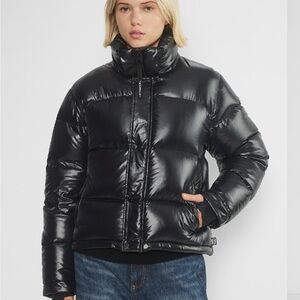 Aritzia Shiny Black Puffer Jacket